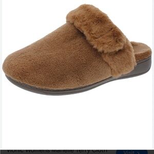 Vionic Women's Marielle Faux-Fur Slip-On  adjustable Clog - Toffee size 8